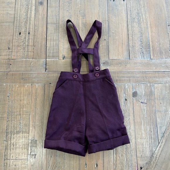 Jacadi burgundy wool Suspender shorts - Picture 1 of 5
